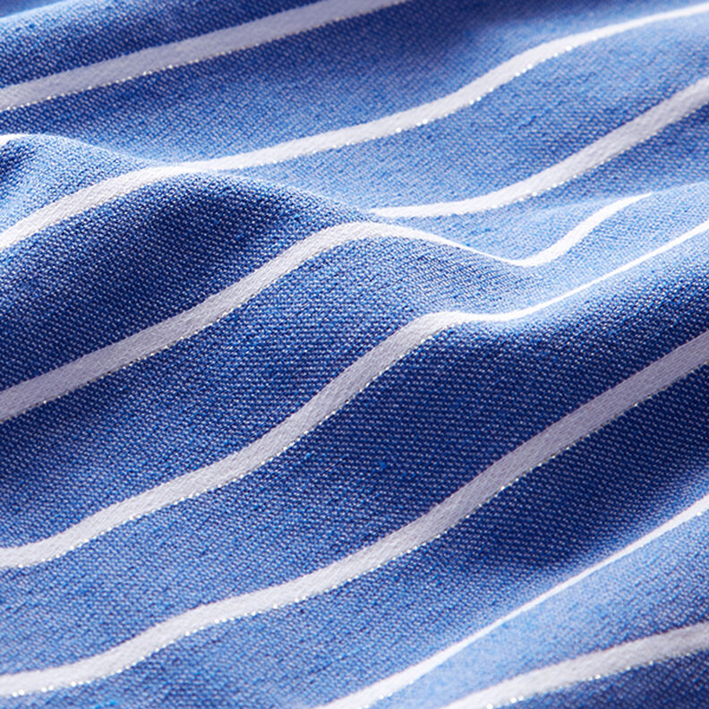 Viscose stretch with glitter stripes – blue/white,  image number 2