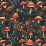 French Terry magical mushroom forest Digital Print – dark green,  thumbnail number 1