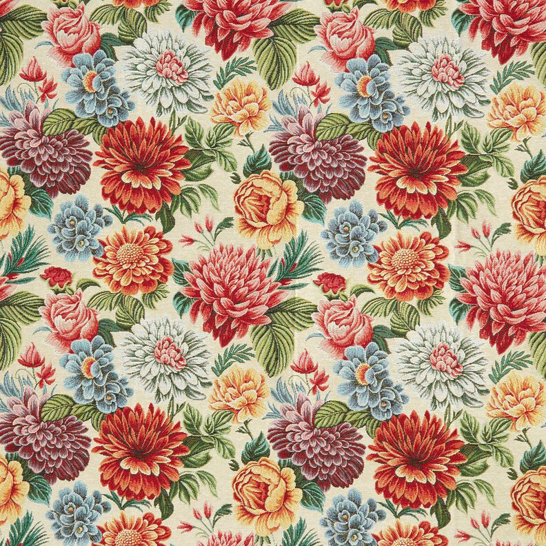 Decor Fabric Tapestry Fabric large flowers – light beige/red,  image number 1