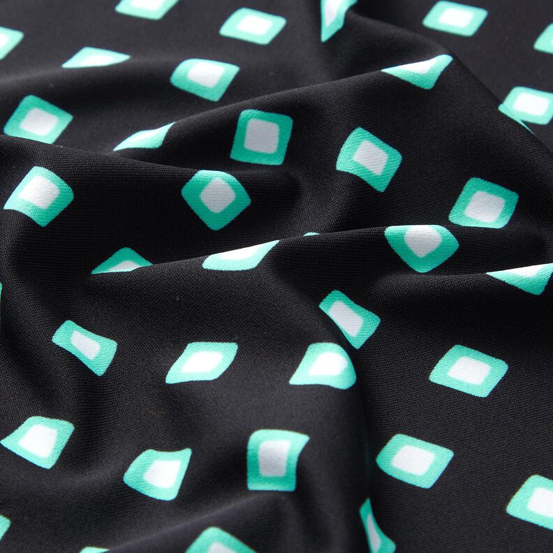 Swimsuit fabric retro diamonds – black/peppermint,  image number 2