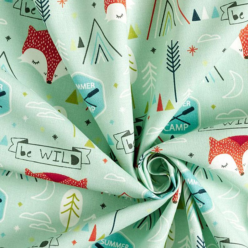 Cotton Cretonne Be Wild Fox – pastel green,  image number 3