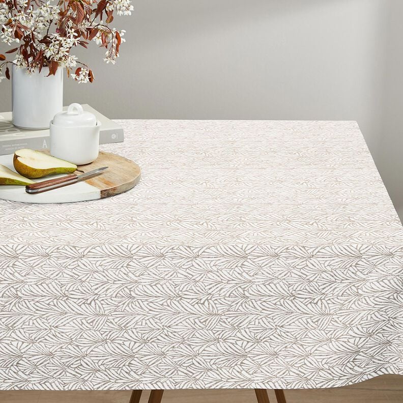 Coated Cotton abstract palm fronds &ndash; taupe/ivory,  image number 6