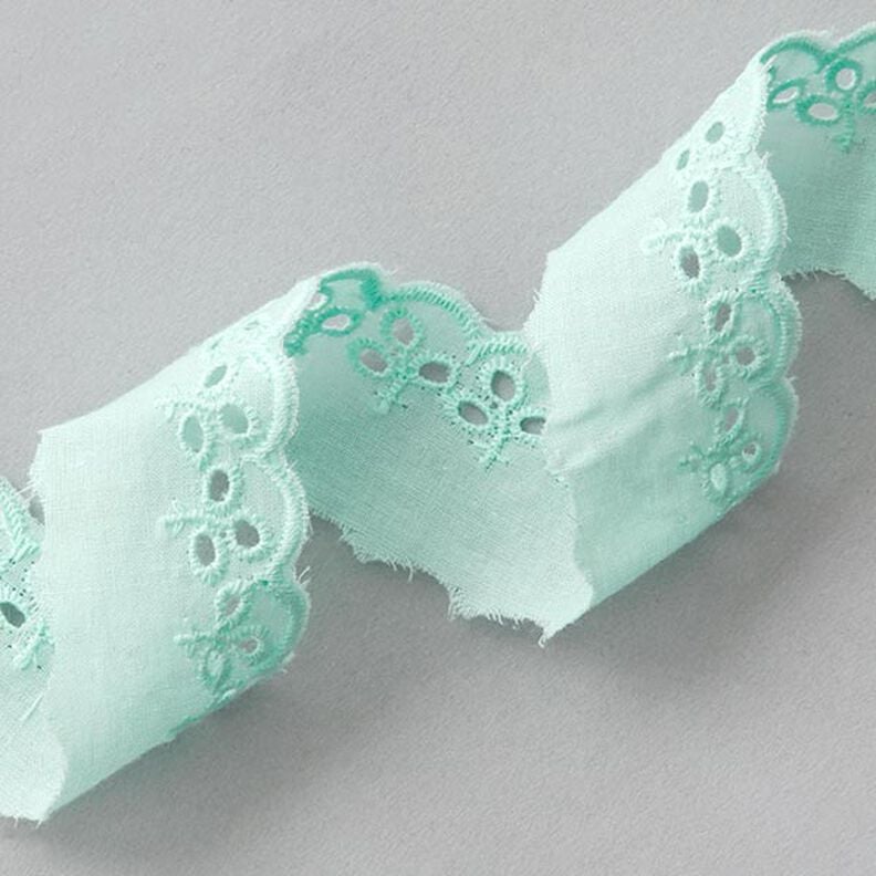 Scalloped Leafy Lace Trim [ 30 mm ] – mint,  image number 1
