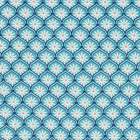 Coated Cotton Floral Boxes – aqua blue/white, 