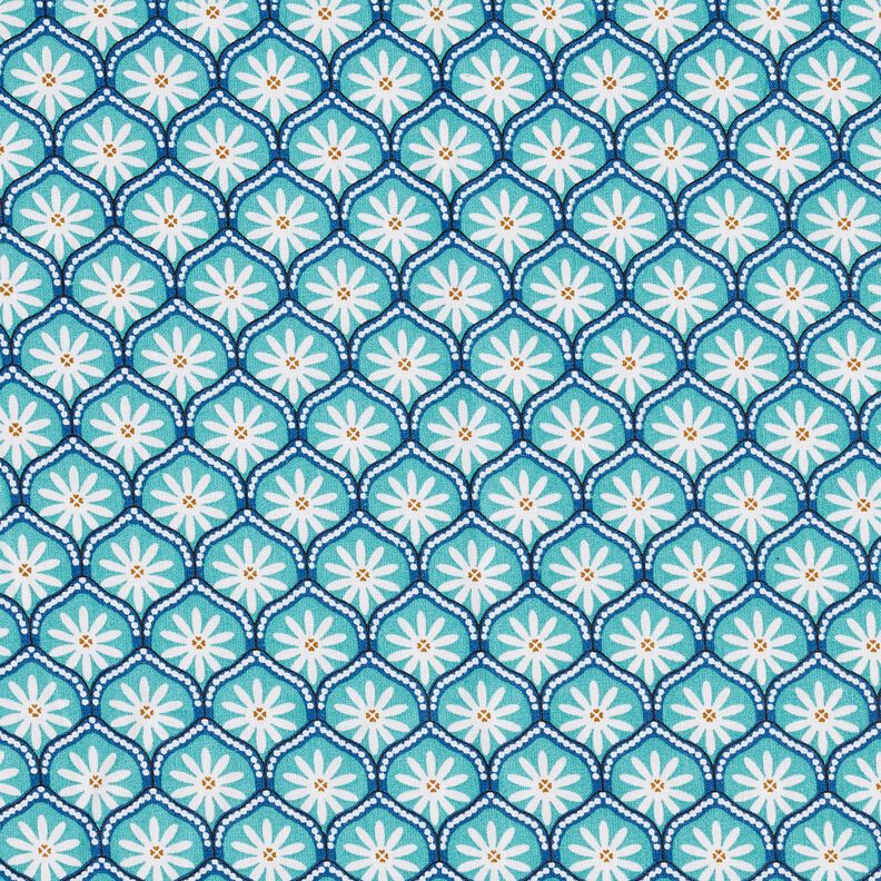 Coated Cotton Floral Boxes – aqua blue/white,  image number 1