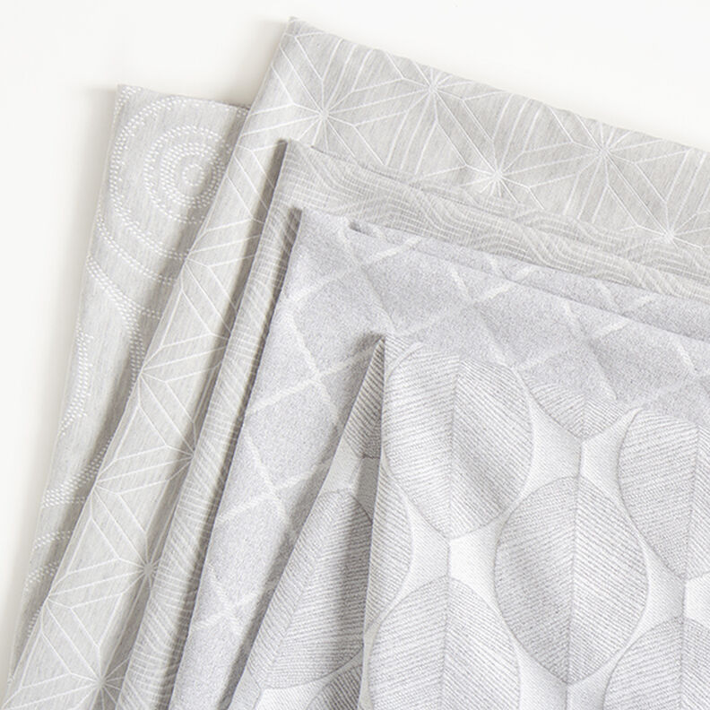Decorative jacquard fabric, wavy lines – light grey, image number 5