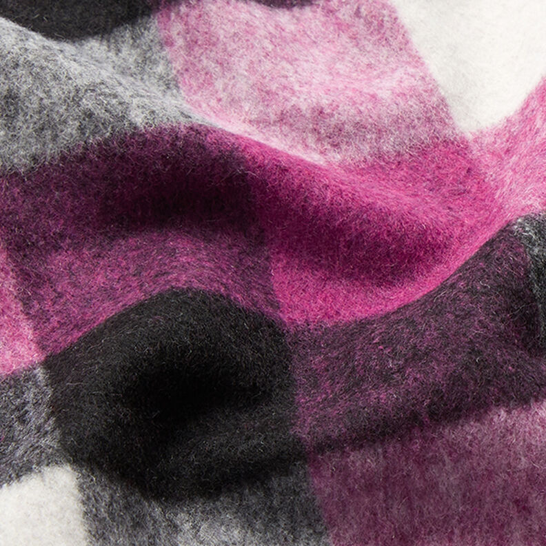 checked new wool blend coat fabric – grape,  image number 2