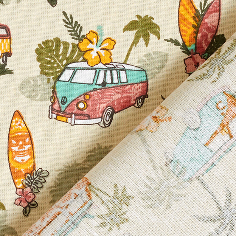 Cotton Cretonne Surfing Road Trip – beige, image number 4