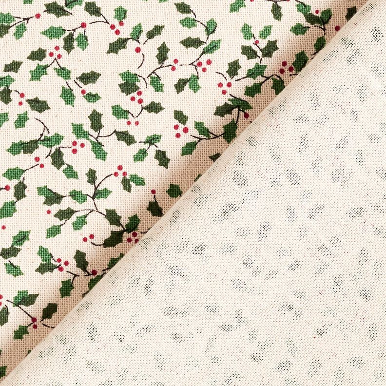 Decor Fabric Canvas Mini holly – natural/fir green, image number 4
