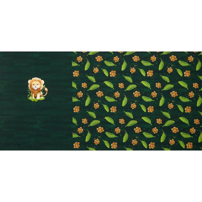 Cotton Jersey Cute Lion Panel | Glitzerpüppi  – dark green/fawn,  image number 6