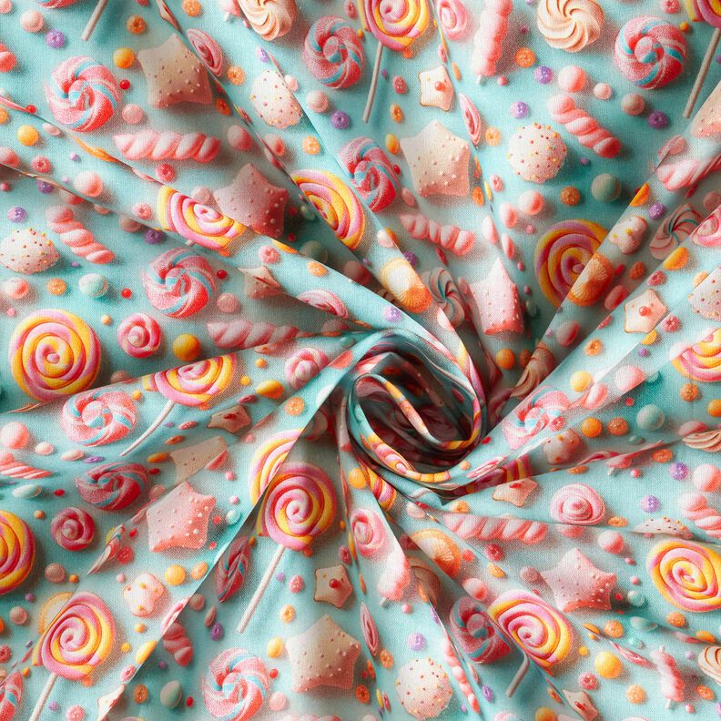 Cotton Poplin Sweets Digital Print – eucalyptus,  image number 3
