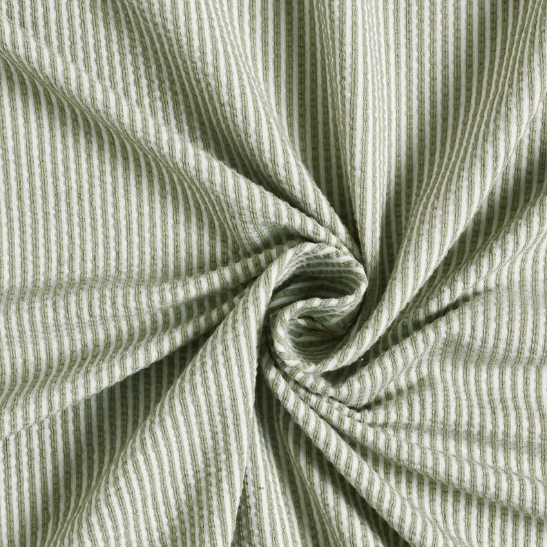 Cotton Jersey Seersucker Fine Stripes – reed/white,  image number 3