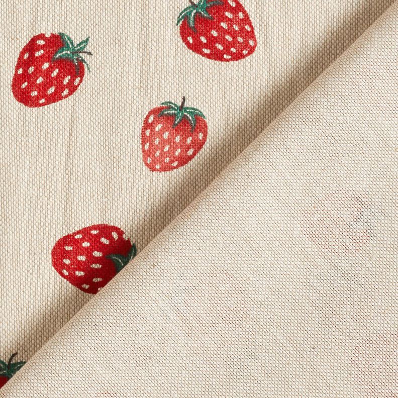 Decor Fabric Half Panama small strawberries – red/natural, image number 4