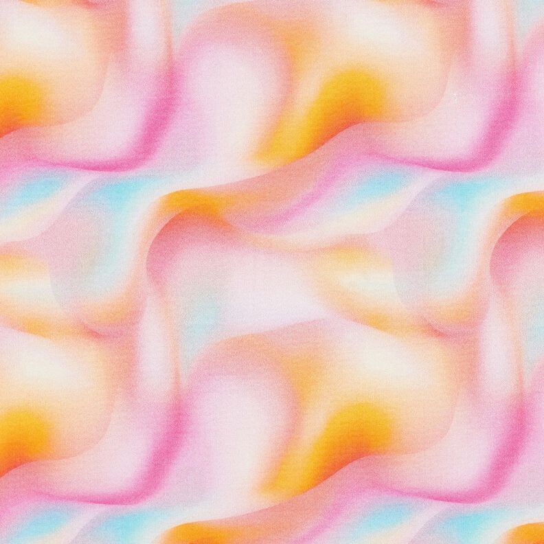 viscose fabric summery wave pattern – apricot/ice blue, image number 1