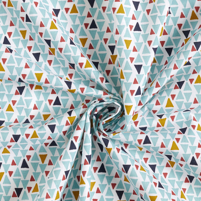 Cotton Cretonne Mini triangles – aqua blue/white,  image number 3