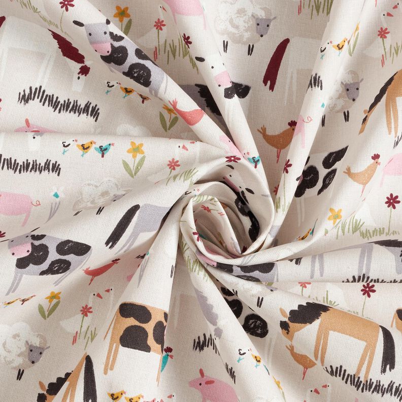 Cotton Cretonne farmyard animals – almond,  image number 3