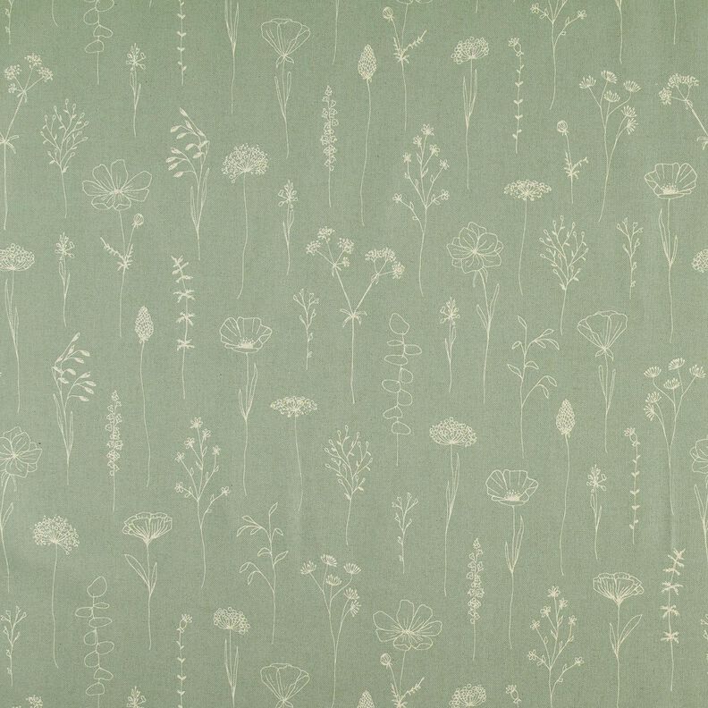 Decor Fabric Half Panama Delicate Flowers – reed,  image number 1
