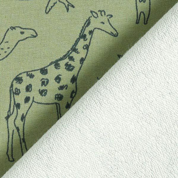 French Terry gezeichnete Safari-Tiere – light khaki,  image number 5
