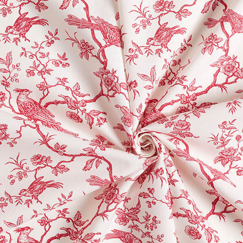 Cotton Cretonne birds – red/offwhite,  image number 3