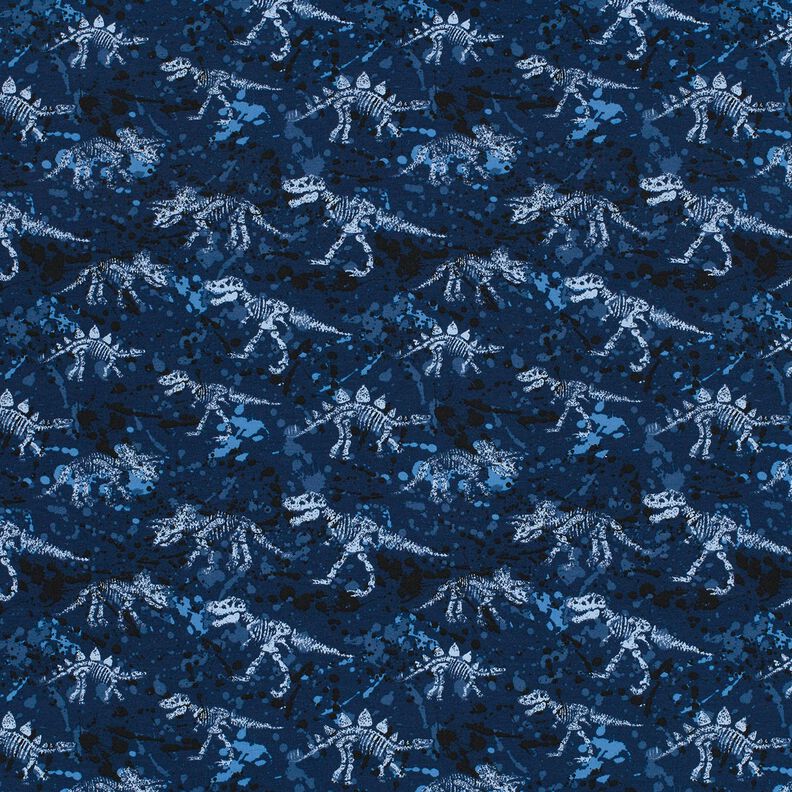French Terry Dino Skeleton – navy blue,  image number 1