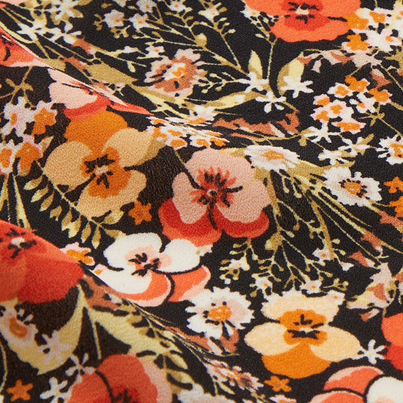 Sea of flowers crepe chiffon – black,  image number 2