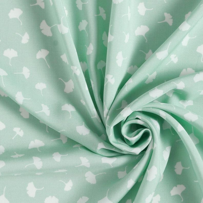 Ginkgo leaves bamboo fabric – pale mint,  image number 3