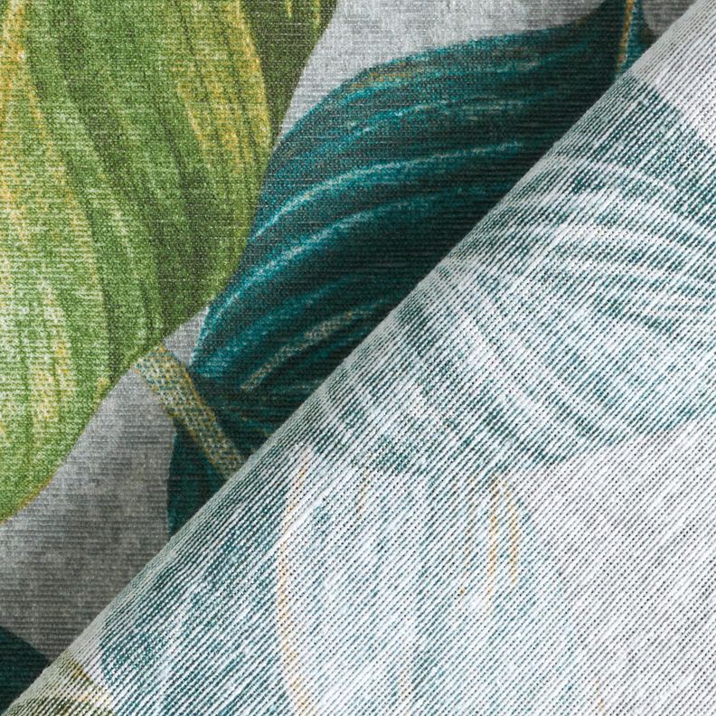 Decor Fabric Canvas ficus leaves – blue spruce/grey,  image number 4