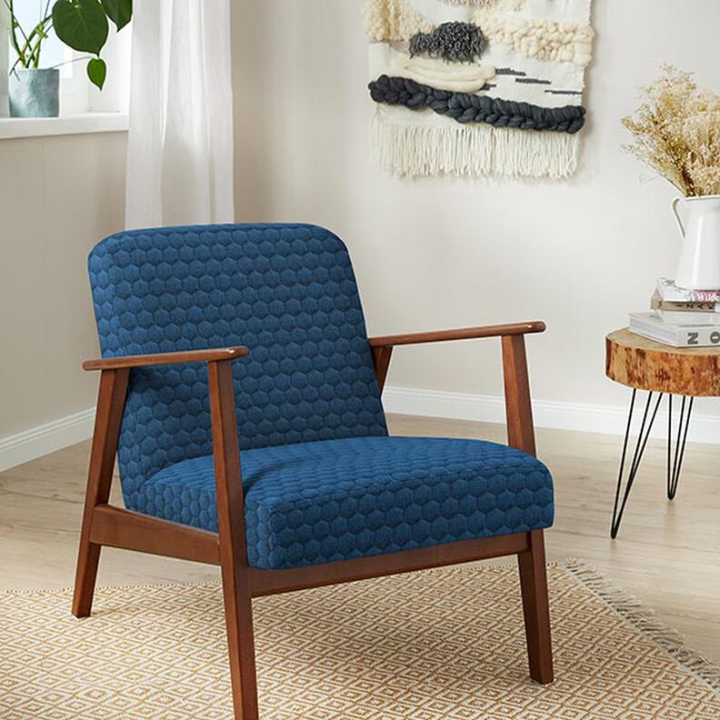 Upholstery Fabric Velvet Honeycomb Quilt – navy blue,  image number 7