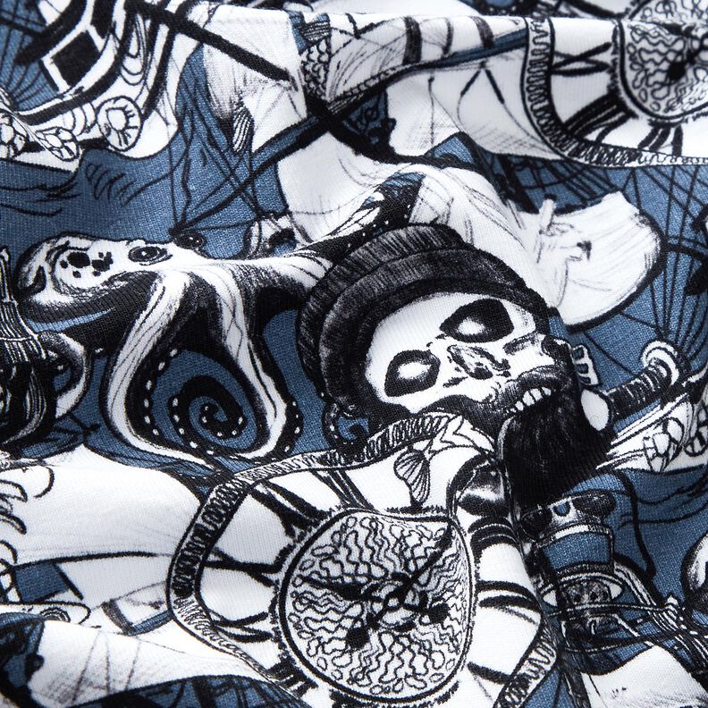 Cotton Jersey nautical tattoo motifs Digital Print – denim blue,  image number 2