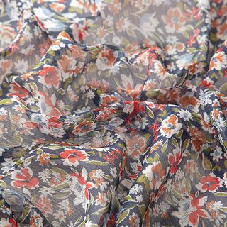 Pleated chiffon Ditsy Floral – navy blue | Remnant 50cm, 