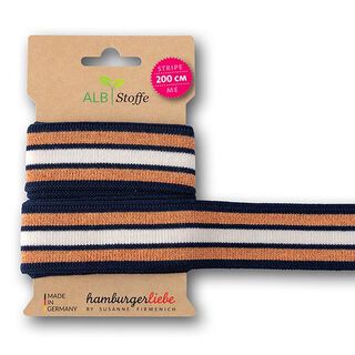 Organic Jacquard Trim Stripe Me College [200 cm | 3,5 cm ] | Albstoffe  – royal blue/orange, 