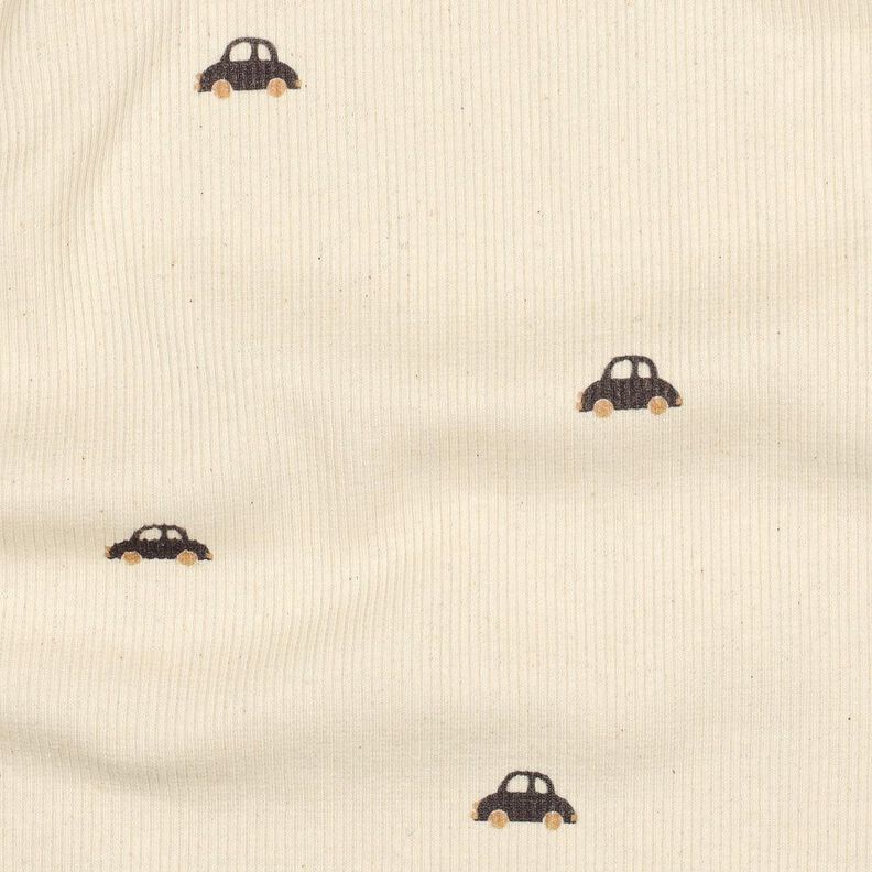 GOTS Ribbed Jersey small cars | Poppy Fabrics – cream/black brown, image number 2
