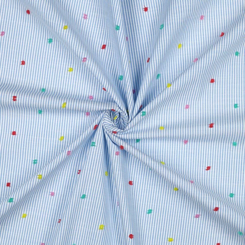 Fine Cotton Batiste Dobby and Stripes | Poppy Fabrics – light blue/white,  image number 3
