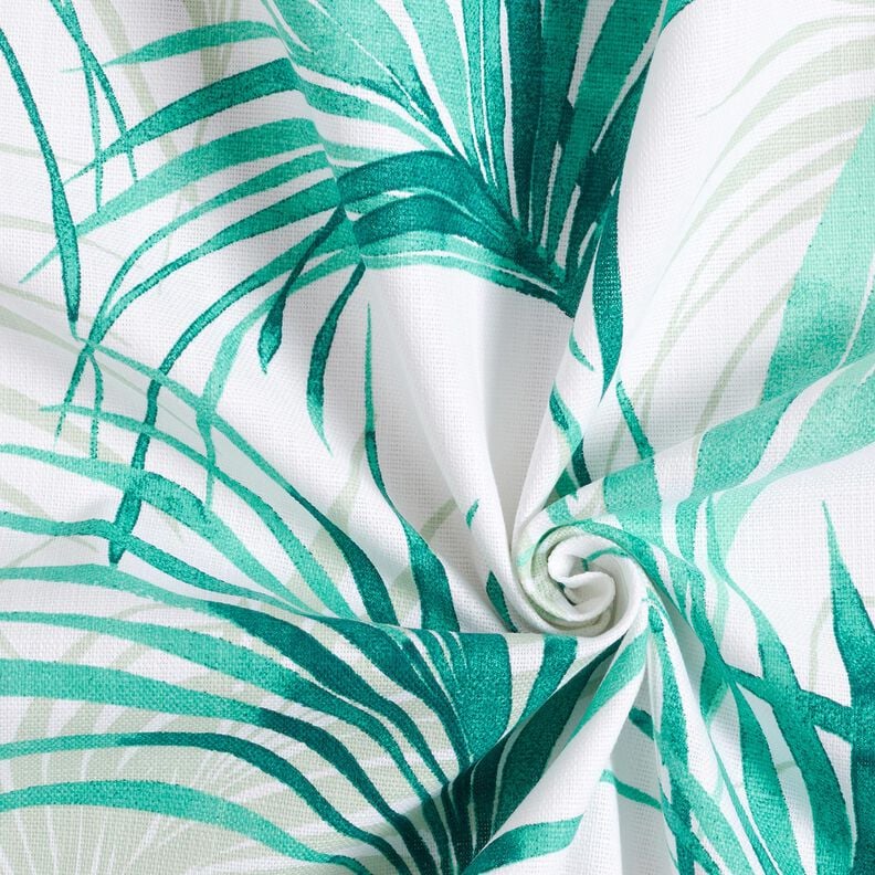 Decor Fabric Panama Palm fronds – white/emerald green, image number 3