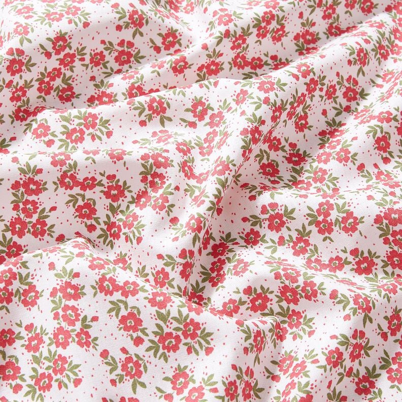 Cotton Poplin sea of flowers – red/white, image number 2