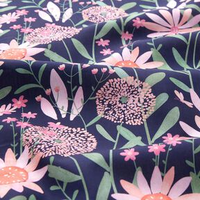 Cotton Poplin large meadow flowers Digital Print | Poppy Fabrics – midnight blue, 