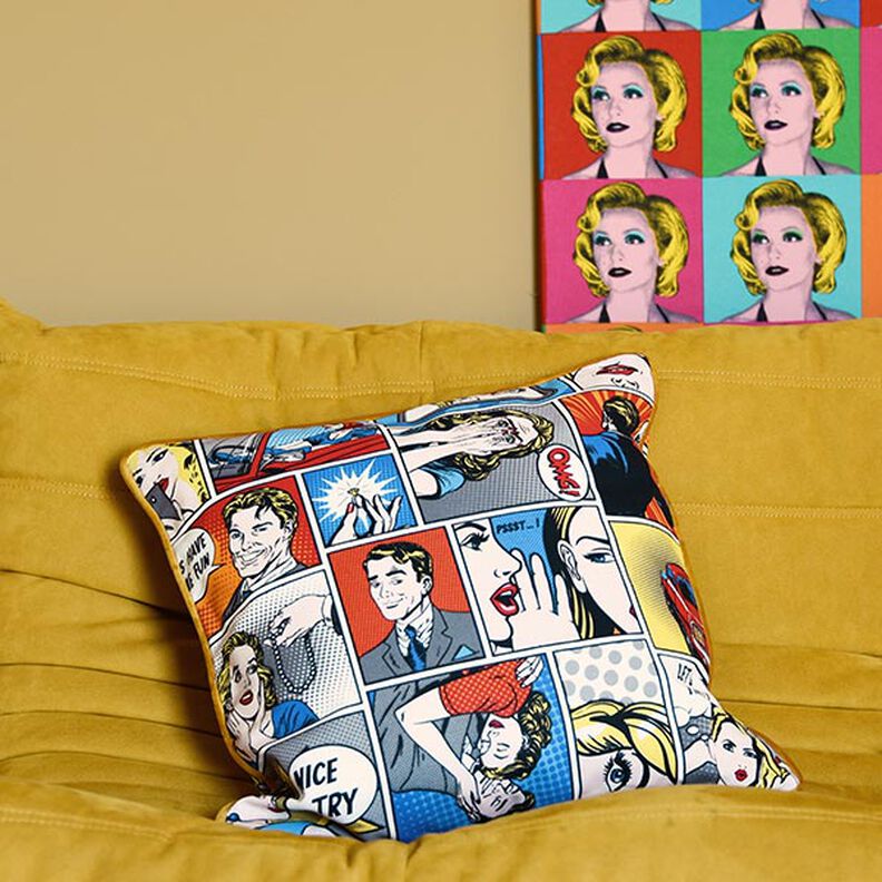 Decor Fabric Half Panama Comic pop art – white,  image number 5