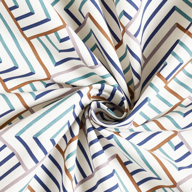 Decor Fabric Half Panama modern diamonds – white/blue, image number 3