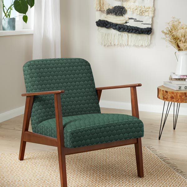 Upholstery Fabric Velvet Honeycomb Quilt – dark green,  image number 8