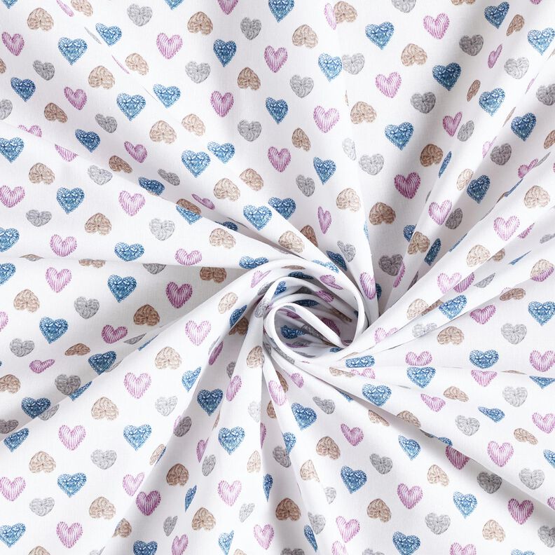 Cotton Poplin Sweet hearts – white/pastel violet,  image number 3