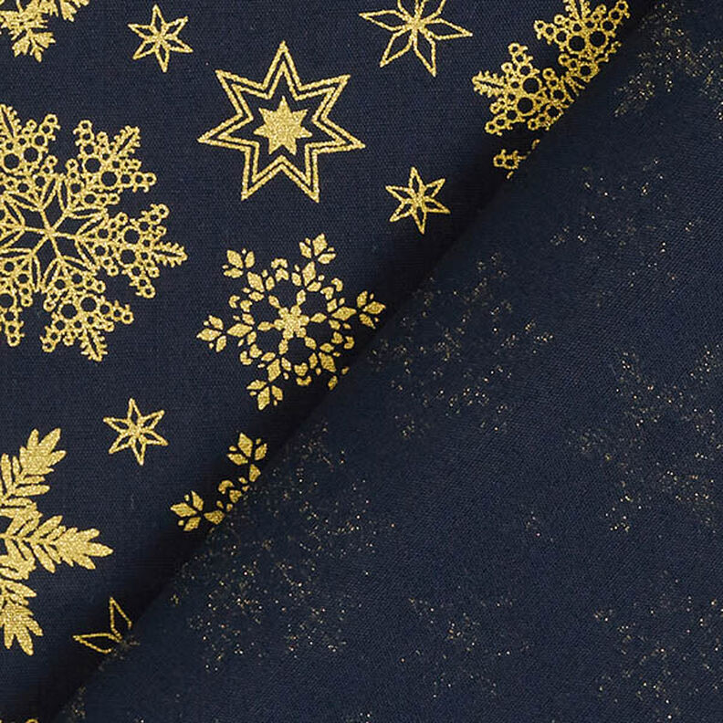 Cotton Poplin Snow Crystals – midnight blue/gold, image number 4