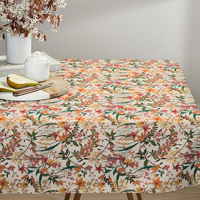 Decorative fabric, half Panama, floral – apricot/natural, image number 6