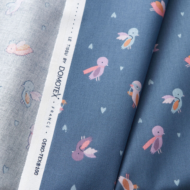 Cotton Poplin Masquerade Ball of the Birds – blue grey | Remnant 60cm, image number 3