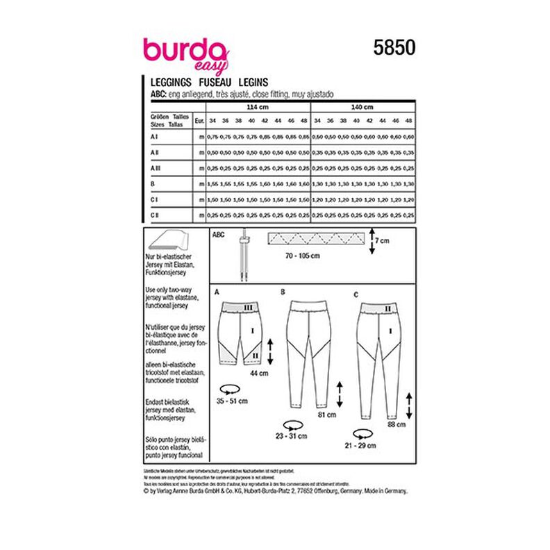 Leggings | Burda 5850 | 34-48,  image number 12