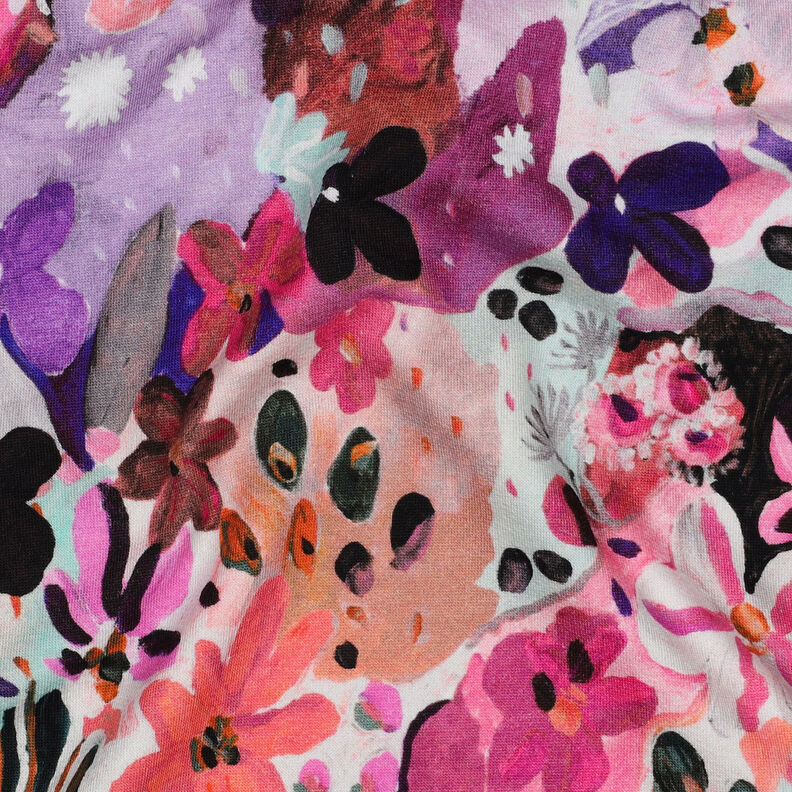 Sweatshirt Fabric Settle Petal Digital Print | Nerida Hansen – intense pink/lavender,  image number 2