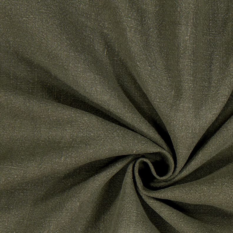 Linen fabric ramie mix stonewashed, heavy quality – dark pine,  image number 1