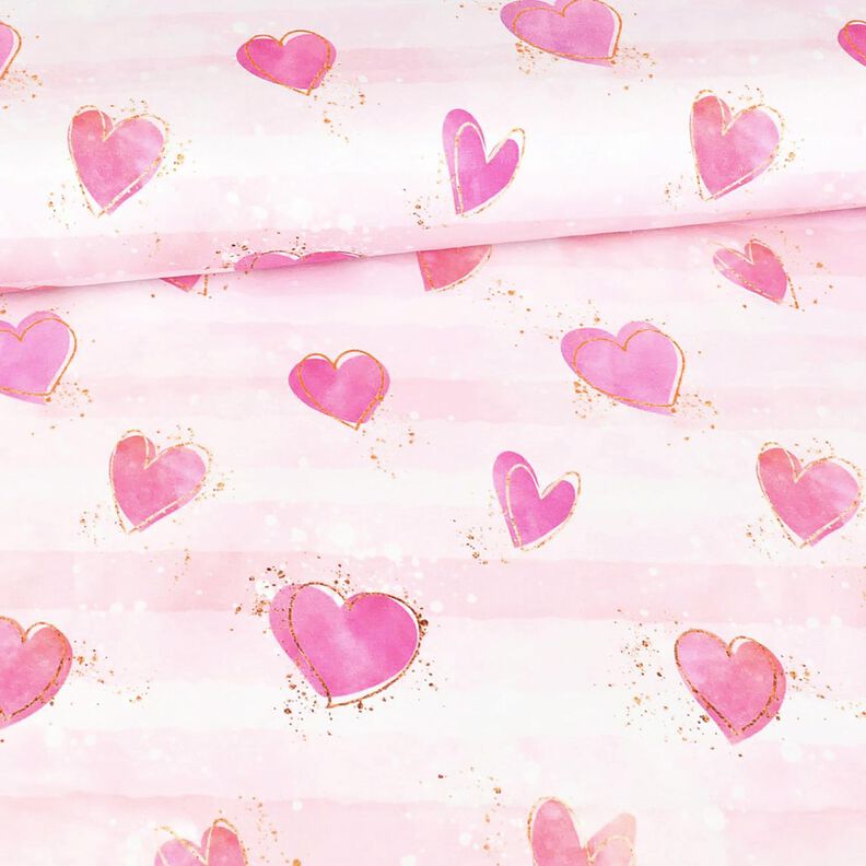 Cotton Jersey Hearts | Glitzerpüppi – light pink/white,  image number 2
