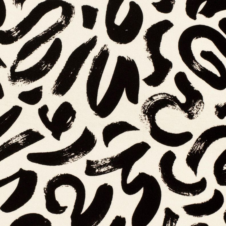 Viscose Jersey abstract brushstrokes – cream/black,  image number 5