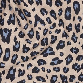 Viscose Linen Blend Leopard Print | Poppy Fabrics – cashew/midnight blue, 