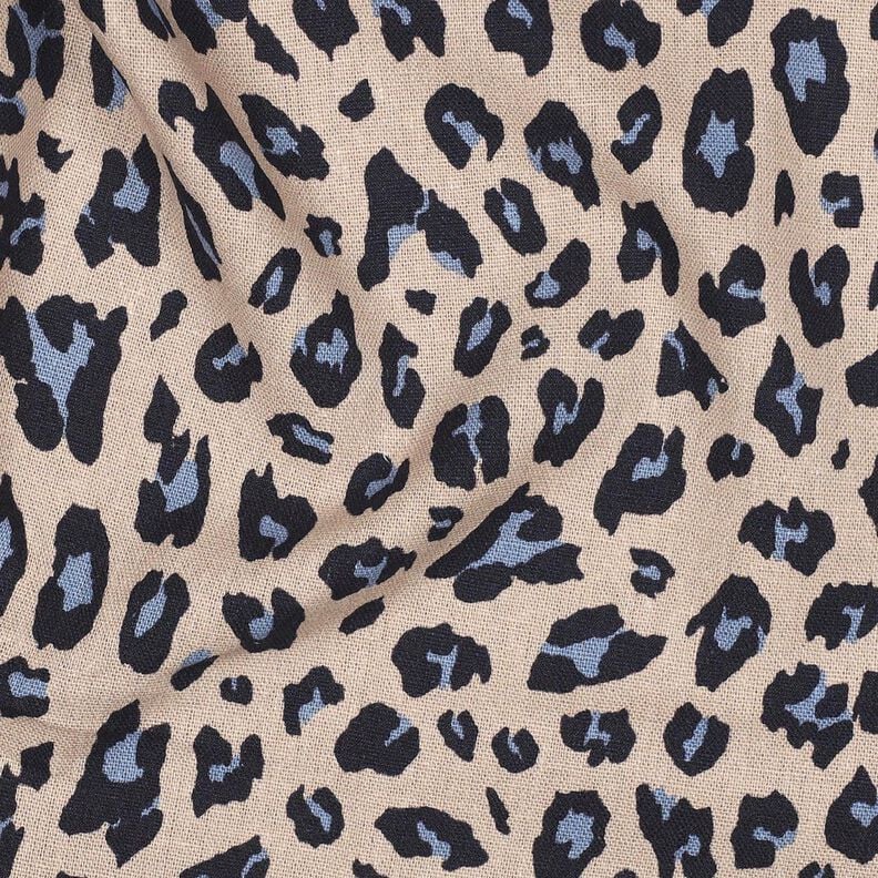Viscose Linen Blend Leopard Print | Poppy Fabrics – cashew/midnight blue,  image number 2